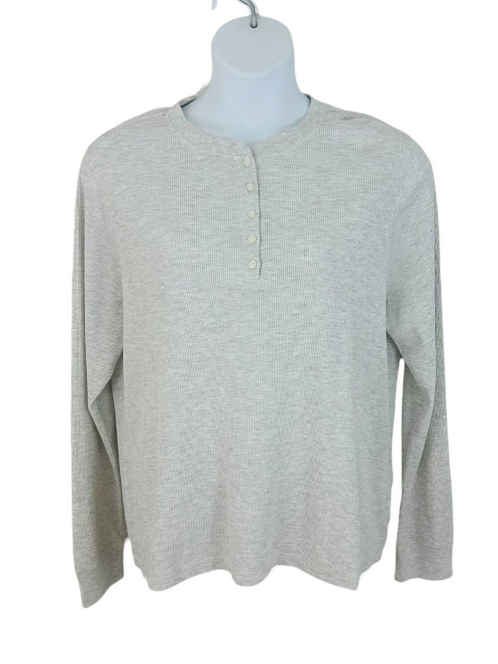 Levi's Women's Plus Size 3X Henley Thermal Waffle Knit Light Gray Top NEW